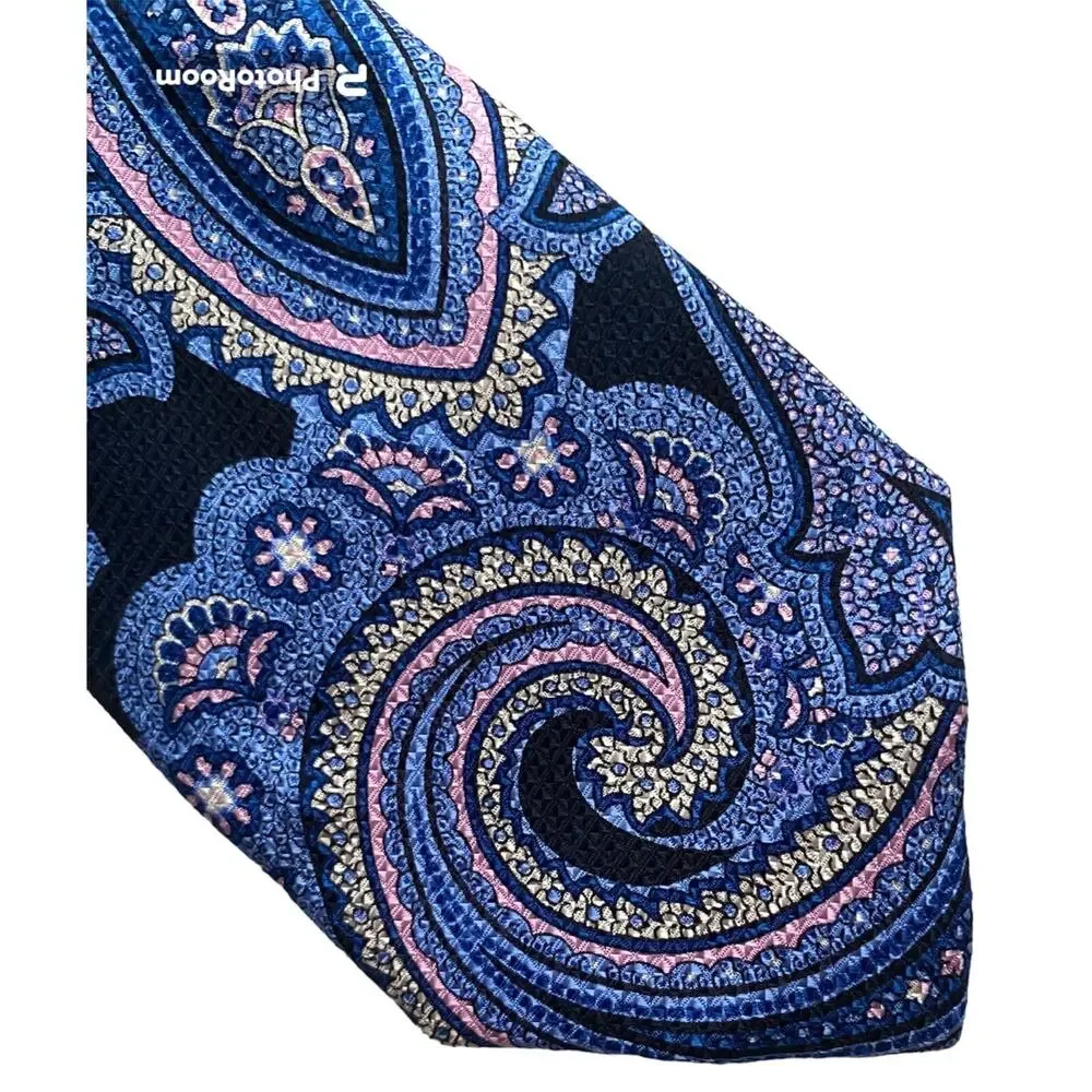 Daniel Cremieux Neck Tie Nwt Blue Pink Paisley Silk Made in Italy